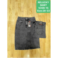 0206-15 # сіра жіноча джинсова спідниця (RELUCKY, стрейчові, 6 од. розміри напівбатал: 28. 29. 30. 31. 32. 33) видача наступного дня