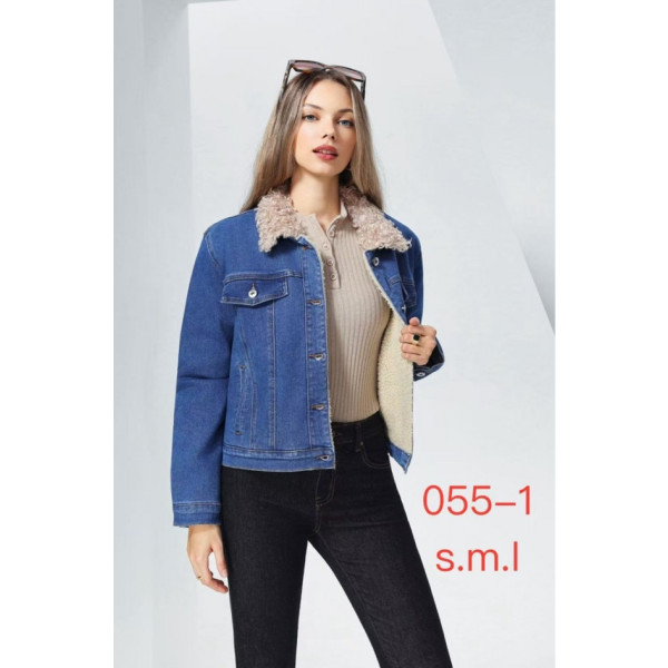 0055-1* синя жіноча джинсова куртка на хутрі (new jeans, 3 од., розміри норма: s. m. l) видача наступного дня