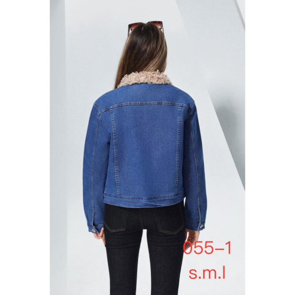 0055-1* синя жіноча джинсова куртка на хутрі (new jeans, 3 од., розміри норма: s. m. l) видача наступного дня