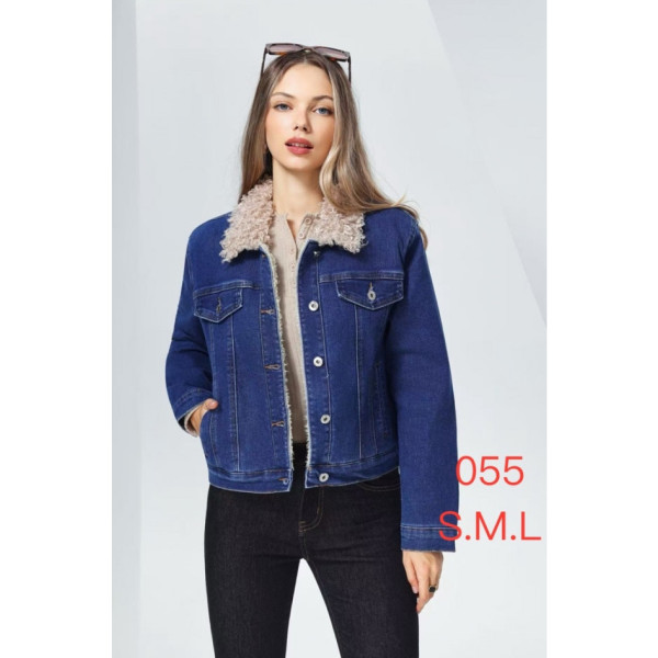 0055-1* синя жіноча джинсова куртка на хутрі (new jeans, 3 од., розміри норма: s. m. l) видача наступного дня