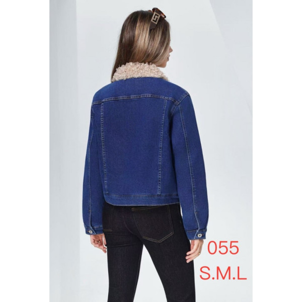 0055-1* синя жіноча джинсова куртка на хутрі (new jeans, 3 од., розміри норма: s. m. l) видача наступного дня