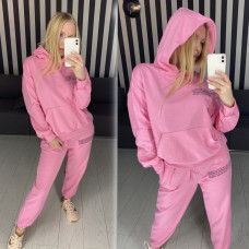 12076-2 / розовый женский спортивный костюм (двунитка, 2 ед. размеры полубатал: L. XL) Спортивный костюм