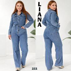 0211# синий женский комбинезон палаццо (стрейч-коттон, 6 ед, размеры батал: L-5XL) выдача на следующий день Комбинезон