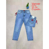 0213# голубые женские джинсы vanver (стрейч коттон, 6 ед, размеры батал: 30-36) выдача на следующий день Vanver