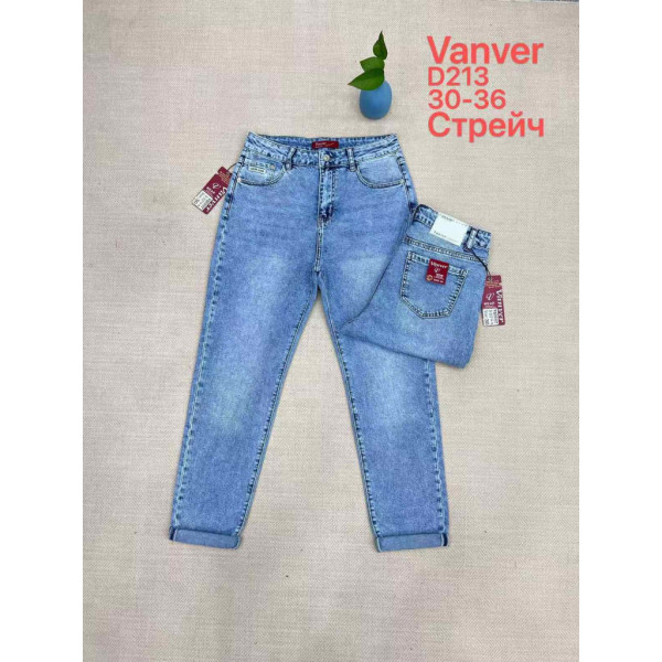 0213# голубые женские джинсы vanver (стрейч коттон, 6 ед, размеры батал: 30-36) выдача на следующий день Vanver