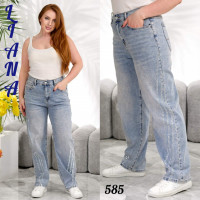 0585# голубые женские джинсы (Liana, стрейч коттон, 6 ед, размеры батал: 30-36) выдача на следующий день Liana
