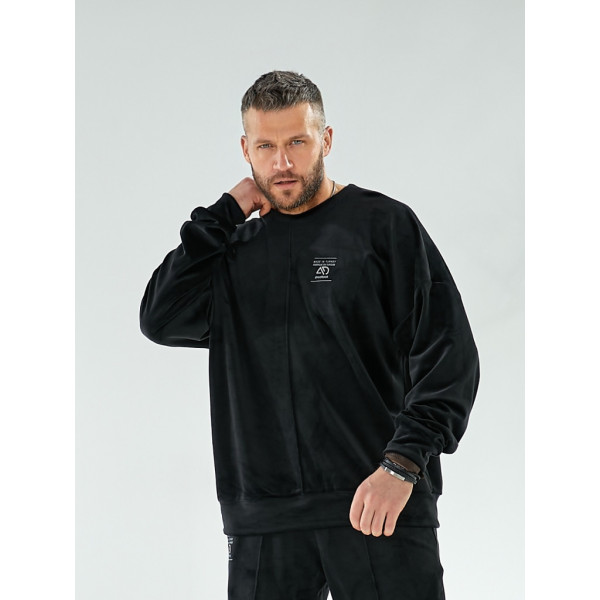 12600-1 черный мужской спортивный костюм (SARA, велюровый, 2 ед. размеры полубатал: 48-50. 52-54) Sara