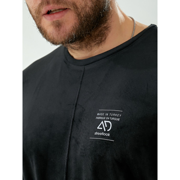 12600-1 черный мужской спортивный костюм (SARA, велюровый, 2 ед. размеры полубатал: 48-50. 52-54) Sara