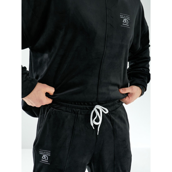 12600-1 черный мужской спортивный костюм (SARA, велюровый, 2 ед. размеры полубатал: 48-50. 52-54) Sara