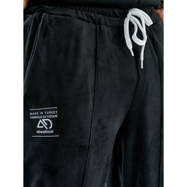 12600-1 черный мужской спортивный костюм (SARA, велюровый, 2 ед. размеры полубатал: 48-50. 52-54) Sara