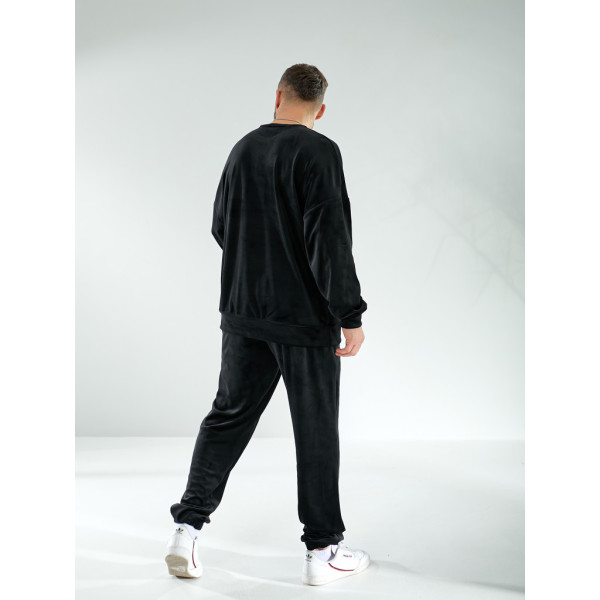 12600-1 черный мужской спортивный костюм (SARA, велюровый, 2 ед. размеры полубатал: 48-50. 52-54) Sara