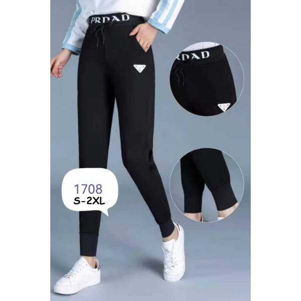 1708# черные женские спортивные штаны (двунитка, 5 ед, размеры норма: S-2XL) выдача на следующий день Спортивные штаны