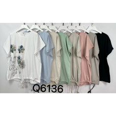 6136# микс цветов женская футболка (Kiss me, 10 ед, размеры батал: 2XL-4XL) выдача на следующий день Kiss me