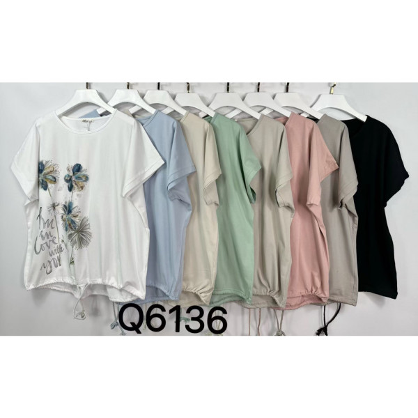 6136# микс цветов женская футболка (Kiss me, 10 ед, размеры батал: 2XL-4XL) выдача на следующий день Kiss me