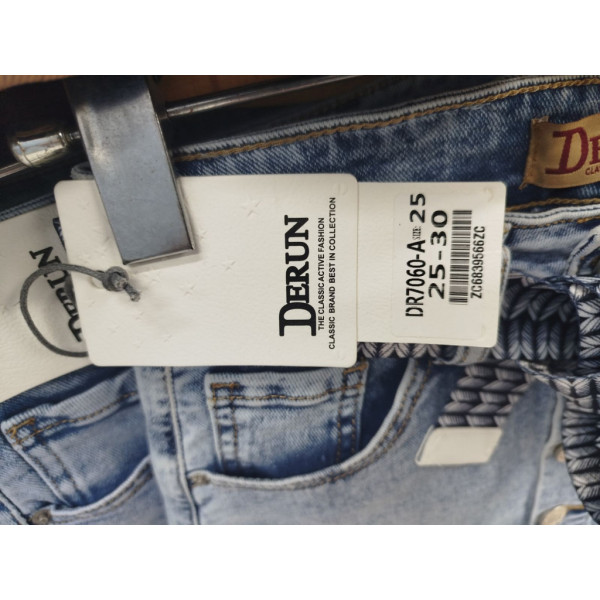 7060# голубые женские джинсовые шорты-юбка(Derun, стрейч, 6 ед, размеры норма: 25-30) выдача на следующий день Derun