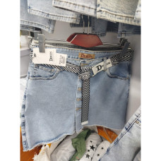 7063# голубые женские джинсовые шорты-юбка(Derun, стрейч, 6 ед, размеры батал: 31-38) выдача на следующий день Derun