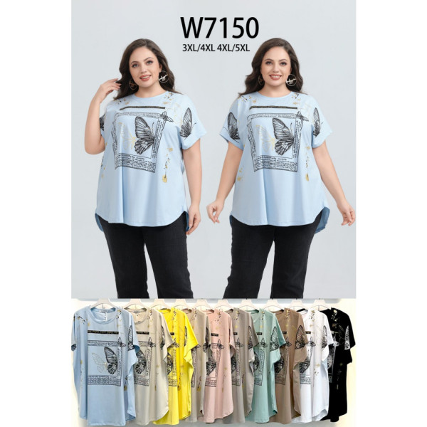 7150 # микс цветов женская футболка (10 ед, размеры батал: 3XL-5XL) выдача на следующий день Kiss me