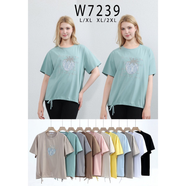 7239 # микс цветов женская футболка (10 ед, размеры полубатал: L-2XL) выдача на следующий день Kiss me