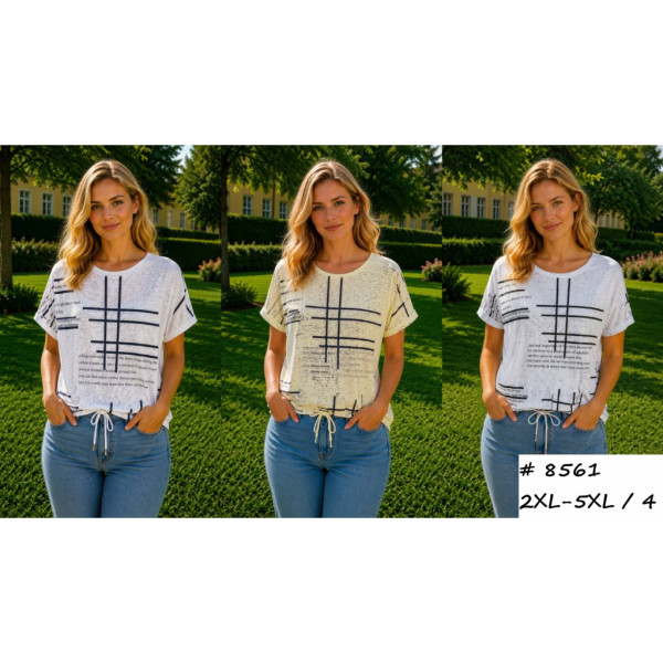 8561 # выбор цвета женская футболка (трикотаж, 4 ед, размеры батал: 2XL-5XL) выдача на следующий день Футболка