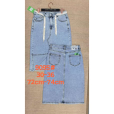 9095# голубая женсикая джинсовая юбка (Lanlaniee, стрейч коттон, 6 ед, размеры батал: 30-36) выдача на следующий день LANLANIEE