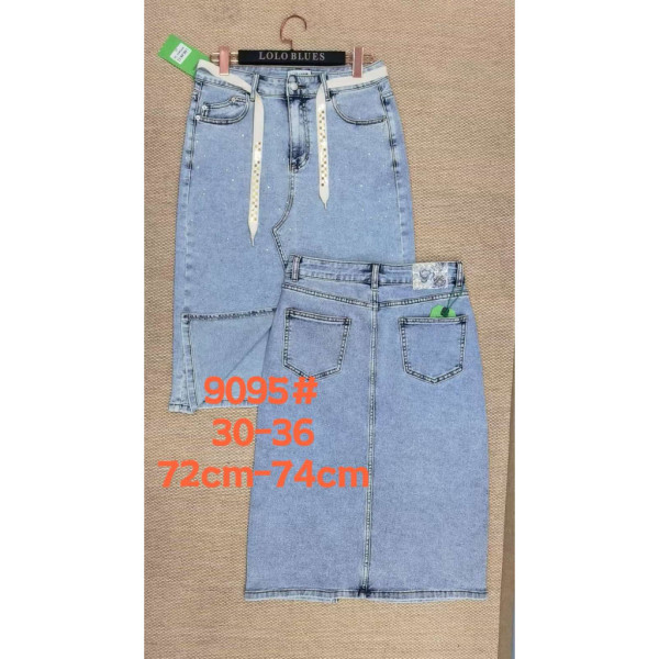 9095# голубая женсикая джинсовая юбка (Lanlaniee, стрейч коттон, 6 ед, размеры батал: 30-36) выдача на следующий день LANLANIEE