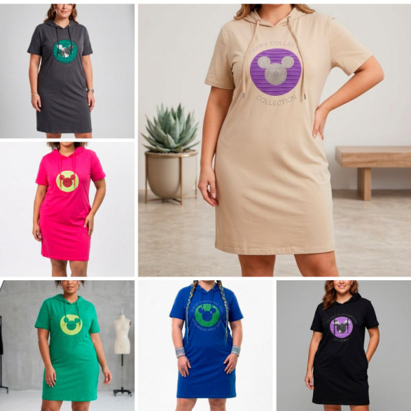 0802-3 микс расцветок женская туника с камнями (Nana. капюшон, карманы, 8 ед. универсальный полубатальный размер: 48-52) Nana