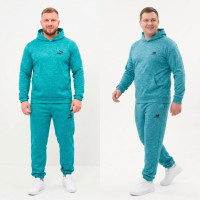 4969-799 мультибрендовый зеленый мужской спортивный костюм (двунитка, с капюшоном, 5ед, размеры полубатал: 50, 52, 54, 56, 58) Спортивный костюм