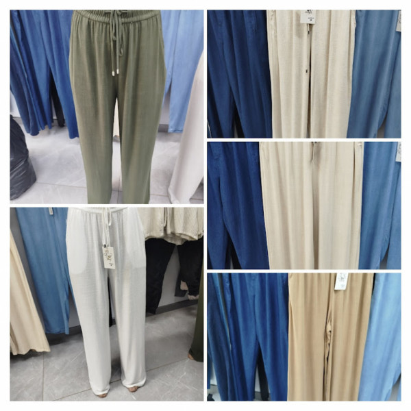 0951# выбор цвета женские брюки (лен, 5 ед, размеры норма: M-3XL) выдача на следующий день Брюки