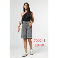 7002-11# сірі жіночі джинсові шорти з камінням (New Jeans, 6 од., розміри норма: 26-31) видача наступного дня Шорти