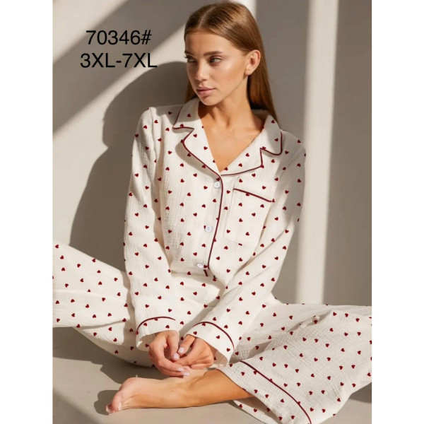 70346# женская пижама (рубчик, 5 ед, размеры батал: 3XL-7XL) выдача на следующий день Пижама