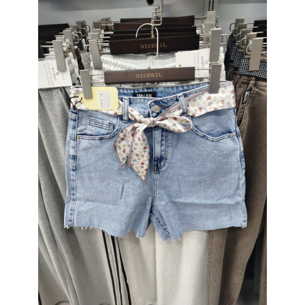 6027# голубые женские джинсовые шорты (стрейч коттон, 6 ед, размеры полубатал: 28-33) выдача на следующий день Шорты