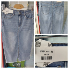 0756# голубая женская джинсовая юбка (стрейч коттон, 6 ед, размеры батал: 31-38) выдача на следующий день Юбка