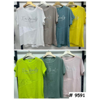 9591# выбор цвета женская футболка (лён, 4 ед, размеры батал: 3XL-6XL) выдача на следующий день Футболка