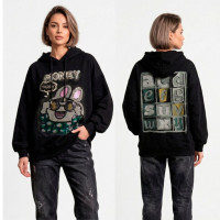 82330-1 черный женский худи (двухнитка, принт, с капюшоком, 1 ед, универсальный размер норма : S/XL) Худи