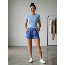 4757-2 * синий женские костюм (шорти+футболка) (трикотаж, рубчик, 4 ед, размеры норма: 42, 44, 46, 48) выдача на следующий день Костюм