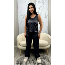 14750-1 чорна піжама жіноча (SARA, шовк армані, 2 од. розміри напівбатал: 46/48, 50/52) Sara