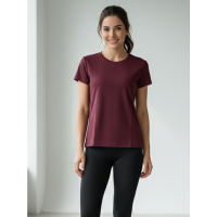 8900-243 бордовая женская футболка (турецкий коттон, 3 ед, размеры норма:S. M. L) Футболка