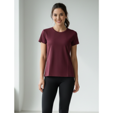 8900-243 бордовая женская футболка (турецкий коттон, 3 ед, размеры норма:S. M. L) Футболка