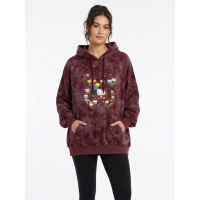 0202-5 бордовый женский худи (двухнитка, варка, принт, с капюшоком, 1 ед, универсальный размер норма : M/3XL) Худи