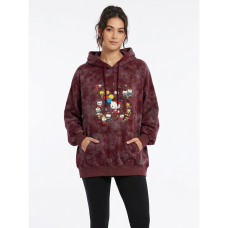 0202-5 бордовый женский худи (двухнитка, варка, принт, с капюшоком, 1 ед, универсальный размер норма : M/3XL) Худи