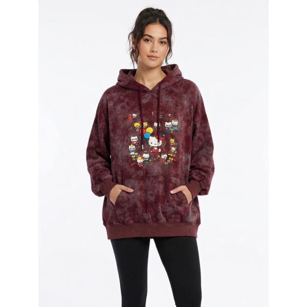 0202-5 бордовый женский худи (двухнитка, варка, принт, с капюшоком, 1 ед, универсальный размер норма : M/3XL) Худи