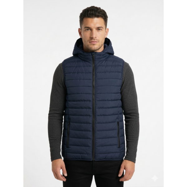 0566-2 синяя мужская жилетка (синтепон, карман на змейке, 5 ед. размеры норма: M. L. XL. 2XL. 3XL) Жилетка