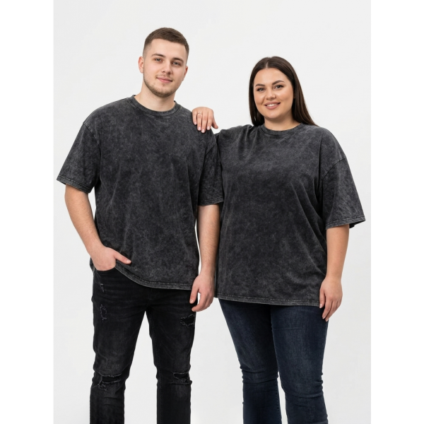 7475-1 черная унисекс футболка (турецкий коктон, 6 ед, размеры мужской полубатал, женский батал: L. XL. 2XL. 3XL. 4XL. 5XL) Футболка