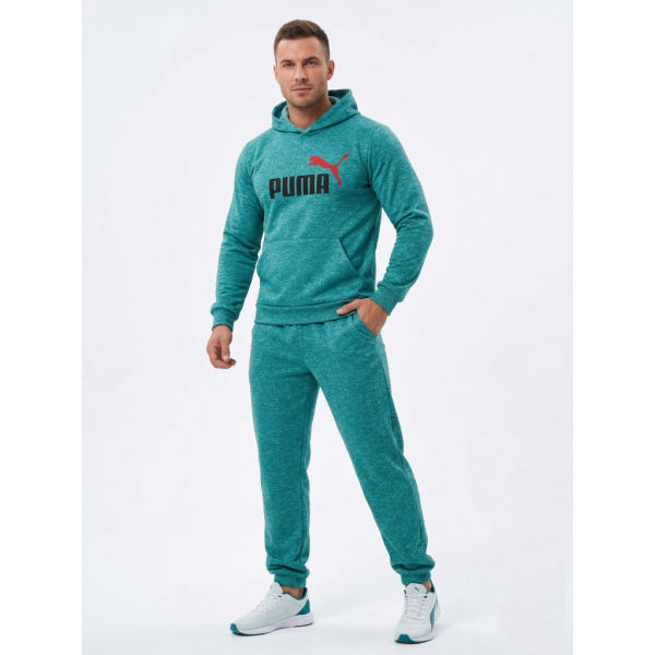 4963-7 зеленый мужской спортивный костюм (двухнитка, с капюшоном, 5ед, размеры полубатал: 50, 52, 54, 56, 58) Спортивный костюм