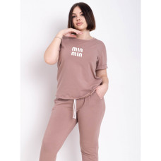 1671-33 мокко жіночий костюм двійка (футболка + штани) (5'TH AVENUE, з накаткою, турецька бавовна, 3 од. розміри напівбатал: 48. 50. 52) 5`th Avenue
