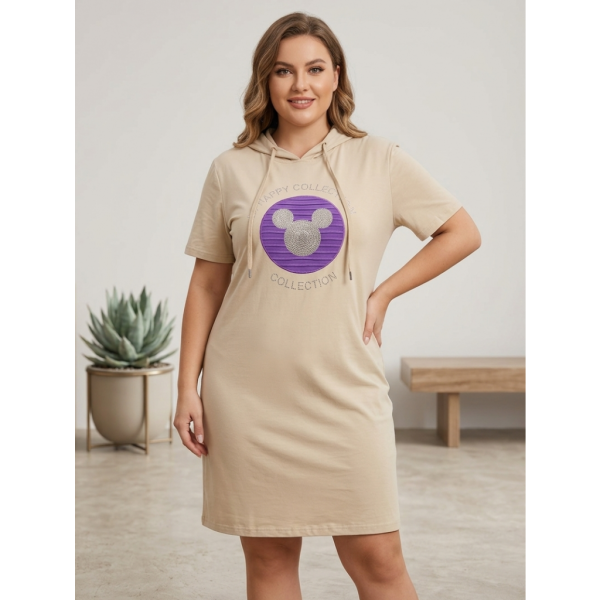 0802-3 микс расцветок женская туника с камнями (Nana. капюшон, карманы, 8 ед. универсальный полубатальный размер: 48-52) Nana