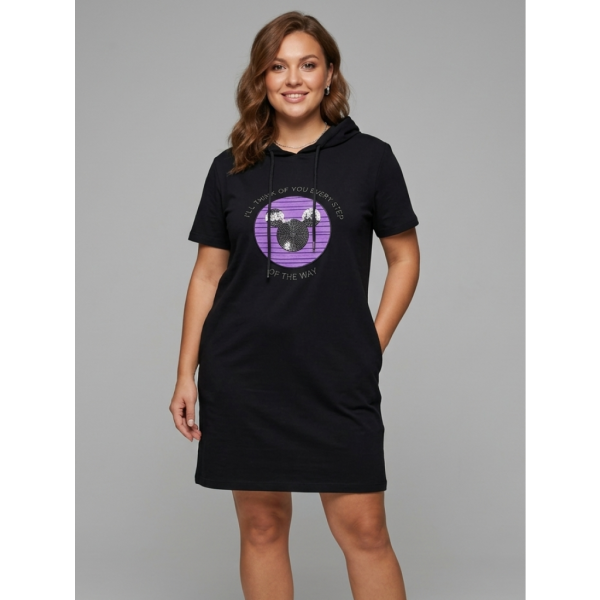 0802-3 микс расцветок женская туника с камнями (Nana. капюшон, карманы, 8 ед. универсальный полубатальный размер: 48-52) Nana