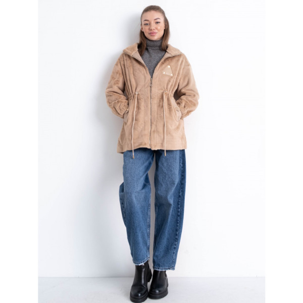 5509-10 бежева жіноча шубка (1 од. універсальний розмір норми: 44-48)