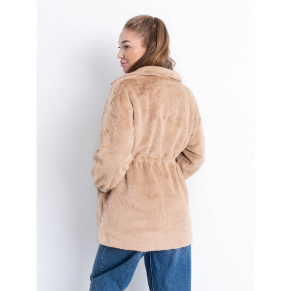 5509-10 бежева жіноча шубка (1 од. універсальний розмір норми: 44-48)