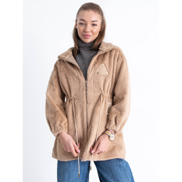 5509-10 бежева жіноча шубка (1 од. універсальний розмір норми: 44-48)